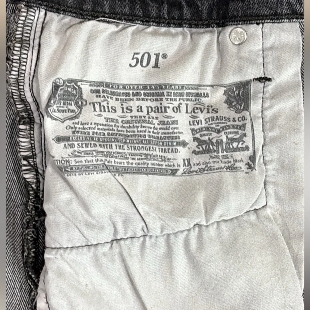 Levi’s 501 Black Denim Cutoff Shorts Button Fly Frayed Hem W29